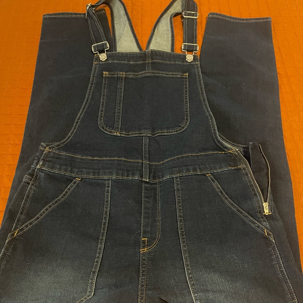 Blue denim overalls